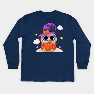 Halloween Owl Kids Long Sleeve T-Shirt